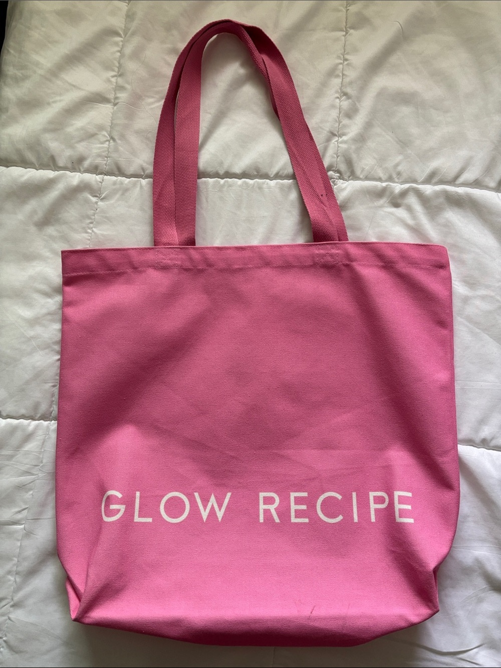 Glow Recipe Hot Pink Canvas Tote with White Logo